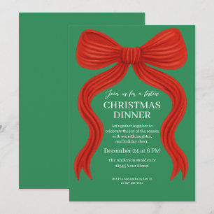 Invitation Soirée de Noël Elegant Bow Rouge -
