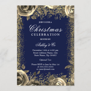 Invitation Soirée de Noël Elegant Gold Sparkle Parties scinti