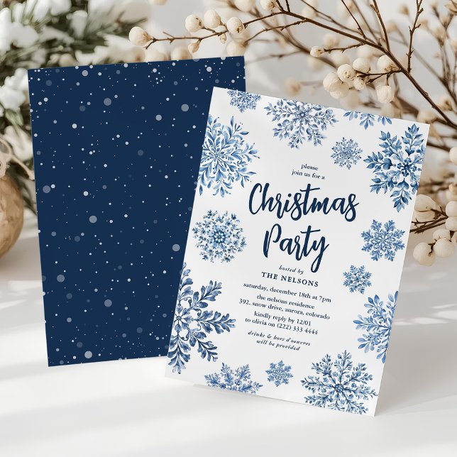Invitation Soirée de Noël Elegant Toile Snowflake (Créateur téléchargé)