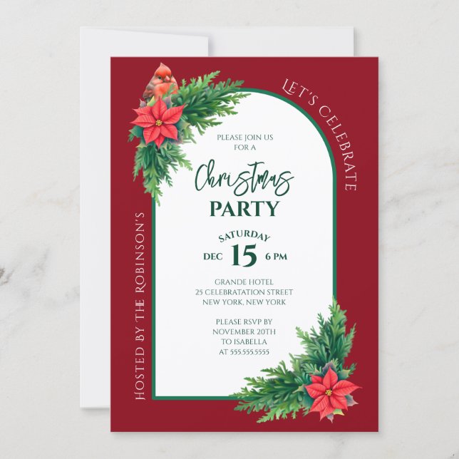 Invitation Soirée de Noël Elégante et verdoyante (Devant)
