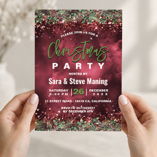 Invitation Soirée de Noël élégante et verte