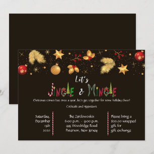 Invitation Soirée de Noël Elégante Jingle & Mingle