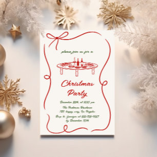 Invitation Soirée de Noël élégante Red & Green Script