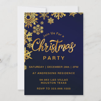 Invitation Soirée de Noël Elégante Simple Flèche de neige Gol