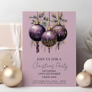 Invitation Soirée de Noël élégante violet et or