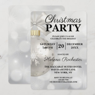 Invitation Soirée de Noël Elégante White Sparkle