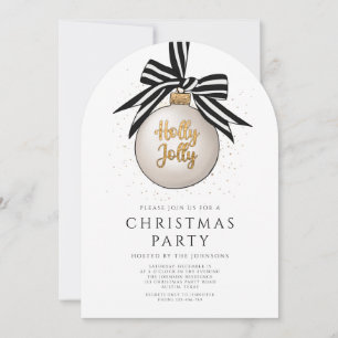 Invitation Soirée de Noël en or noir et blanc