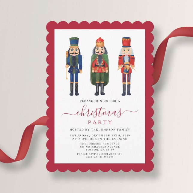 Invitation Soirée de Noël Festive (Elegant Festive Nutcracker Christmas Party Invitation)