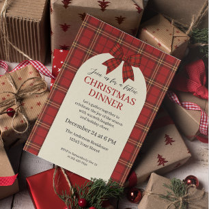 Invitation Soirée de Noël Festive Plaid and Bow -