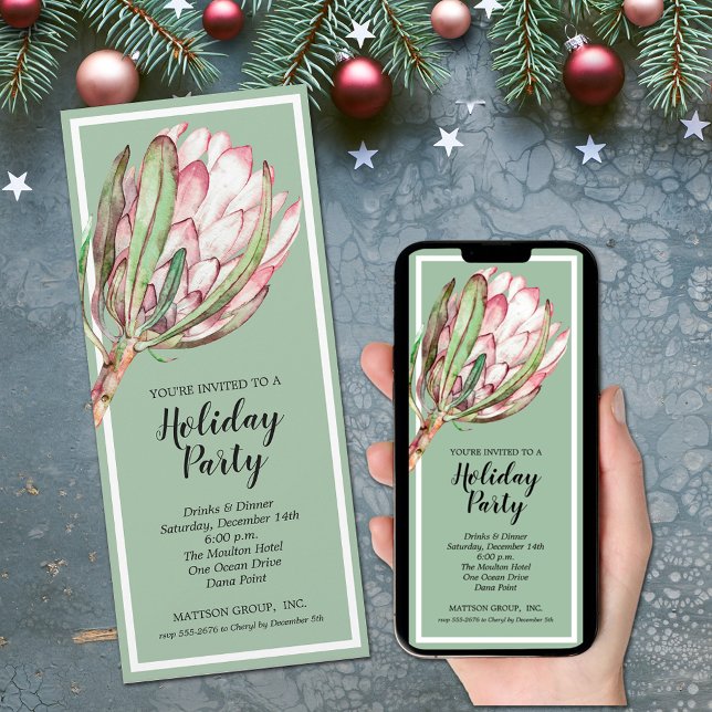 Invitation Soirée de Noël florale (Elegant Floral Holiday Christmas Party Invitations - INSTANT DOWNLOAD and/or PRINTED)
