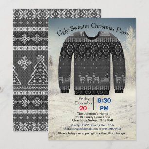 Invitation Soirée de Noël, Grey with Deer, ZPR