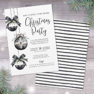Invitation Soirée de Noël noir blanc élégant