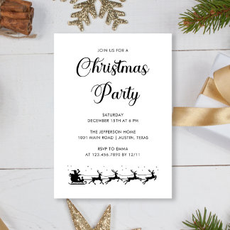 Invitation Soirée de Noël noir & blanc personnalisée