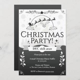 Invitation Soirée de Noël noir et blanc