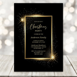 Invitation Soirée de Noël noir et or