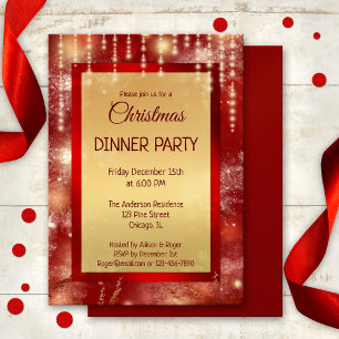 Invitation Soirée de Noël Red Gold