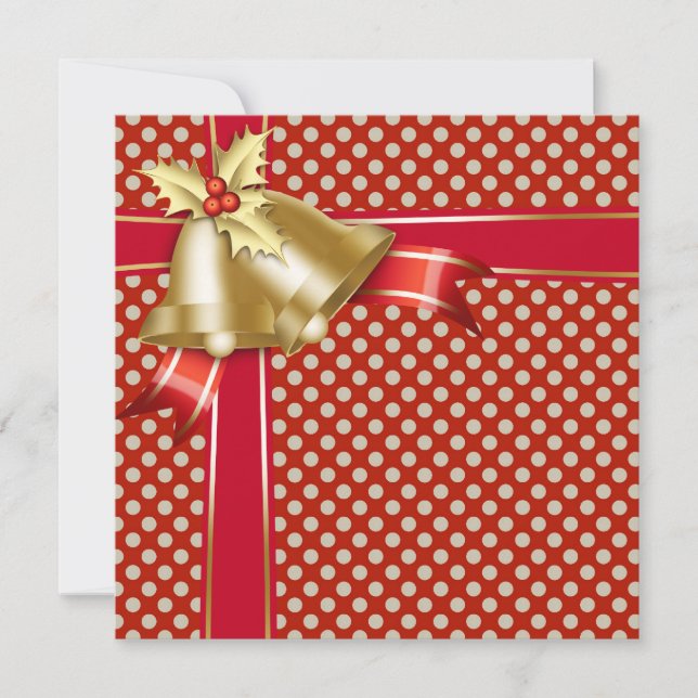 Invitation Soirée de Noël Red Gold Dot (Devant)