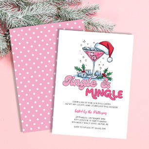 Invitation Soirée de Noël Retro Pink Martini Jingle & Mingle