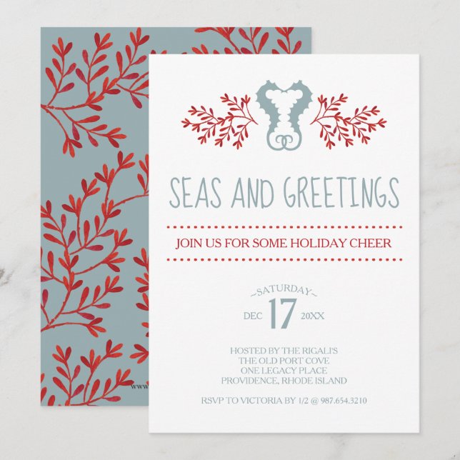 Invitation Soirée de Noël sur la côte de Seahorse (Devant / Derrière)