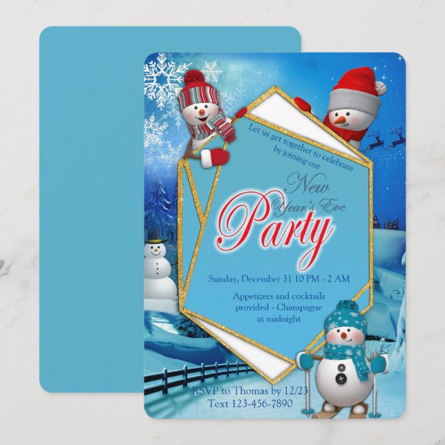 Invitation Soirée de Nouvel An (Devant / Derrière)