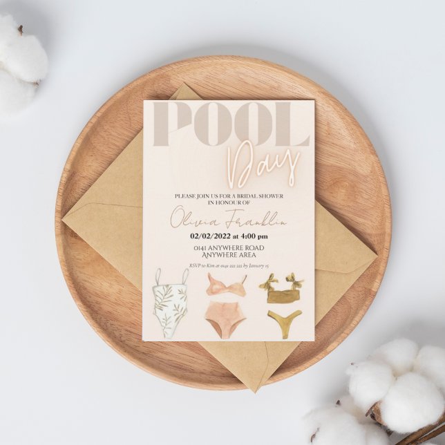 Invitation Soirée de piscine de la mariée chic boho (Créateur téléchargé)