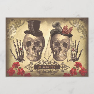 Invitation Soirée de répétition de Skull Couple Day of Dead