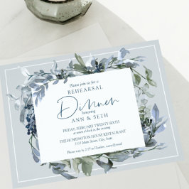 Invitation Soirée de répétition Élégante Dîner Floral Bleu