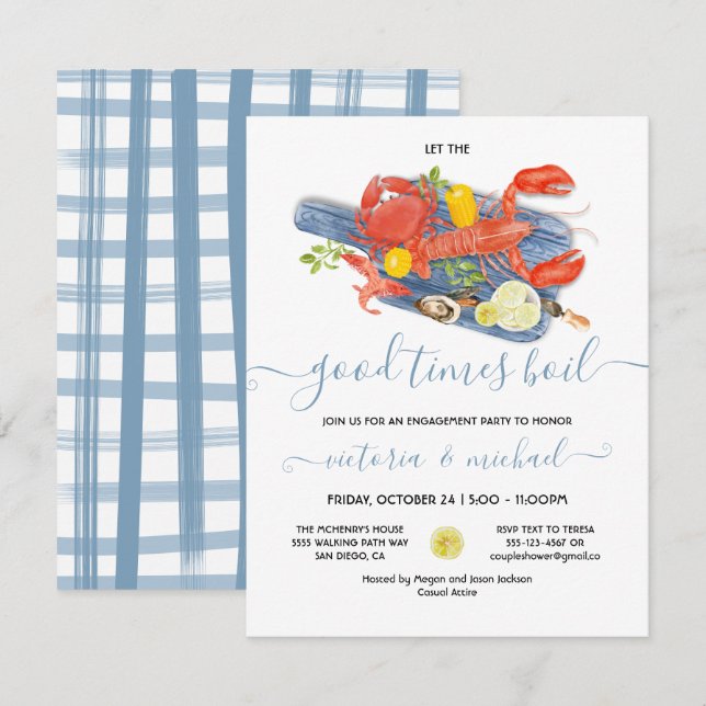 Invitation Soirée de répétition Fiançailles de la bouillie de (Devant / Derrière)