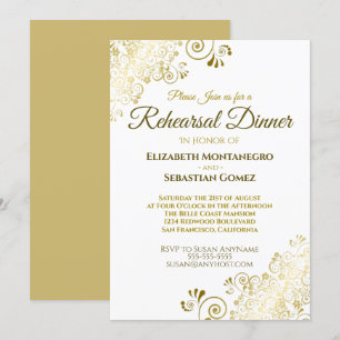 Invitation Soirée de répétition Mariage Gold Ornate