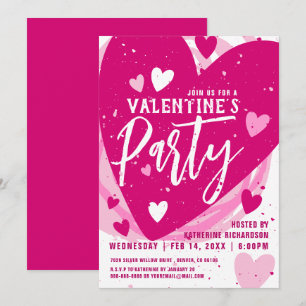 Invitation Soirée de Saint Valentin rose chaud personnalisée