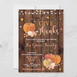 Invitation Soirée de Thanksgiving Citrouille de Bois d'automn