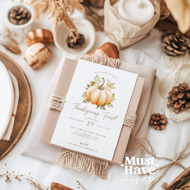 Invitation Soirée de Thanksgiving Fête Citrouille (Créateur téléchargé)