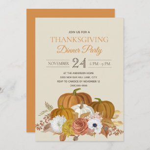 Invitation Soirée de Thanksgiving rustique