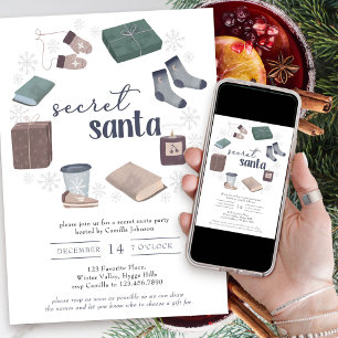 Invitation Soirée d'échange de cadeaux Secret Santa avec cour