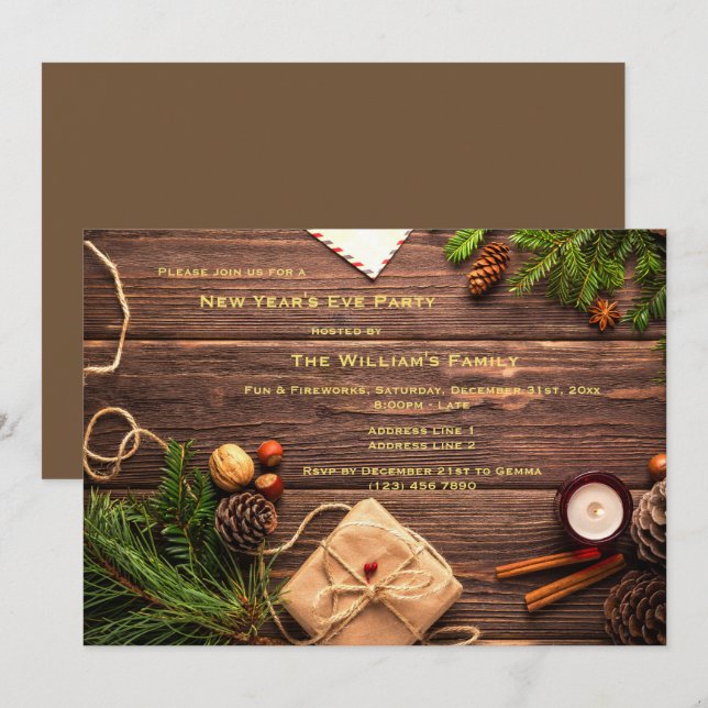 Invitation Soirée décorative du Nouvel An (Devant / Derrière)