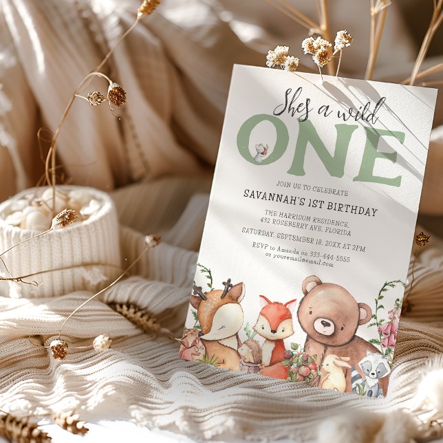 Invitation Soirée des Anniversaires de enfants animaux de boi (Créateur téléchargé)