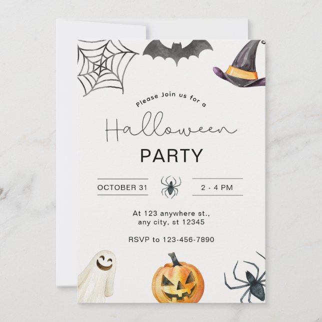Invitation Soirée d'Halloween adulte de marque personnalisée (Devant)