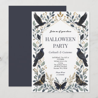 Invitation Soirée d'Halloween au Corbeau Élégant