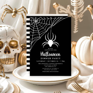 Invitation Soirée d'Halloween avec une jolie araignée noire