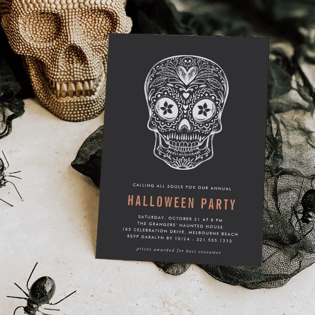 Invitation Soirée d'Halloween Calavera (Créateur téléchargé)