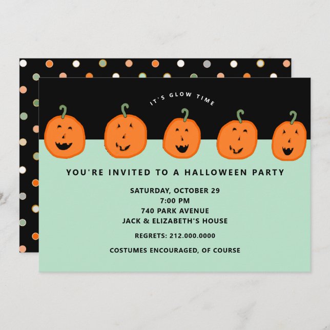 Invitation Soirée d'Halloween Citrouille (Devant / Derrière)