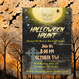 Invitation Soirée D'Halloween Crâne Et Lune