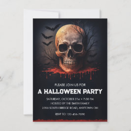 Invitation Soirée d'Halloween Crâne Sanglant