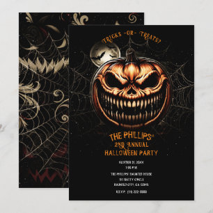Invitation Soirée d'Halloween de la Citrouille Sinistre Jack-