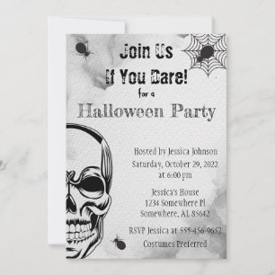 Invitation Soirée d'Halloween du crâne et des araignées