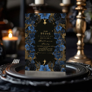 Invitation Soirée d'Halloween gothique Bleu de minuit