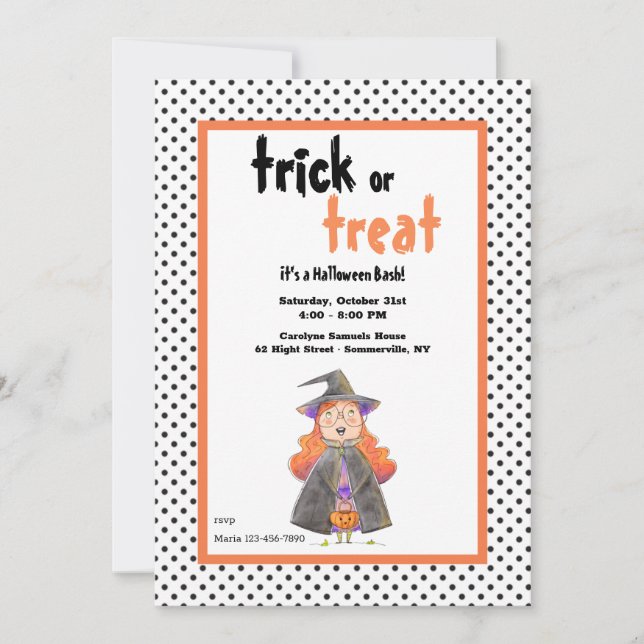 Invitation Soirée d'Halloween Little Witch (Devant)