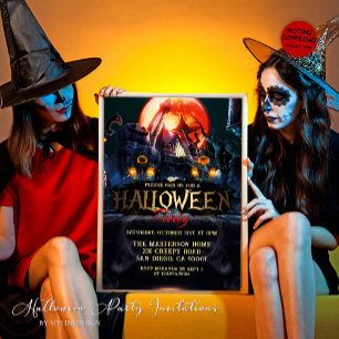 Invitation Soirée d'Halloween Maison Hantée Épouvante pour Ad