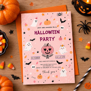 Invitation Soirée d'Halloween pour adultes avec araignées et
