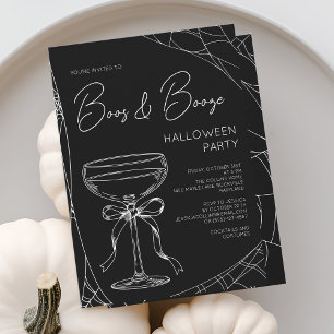 Invitation Soirée d'Halloween pour adultes avec écriture noir